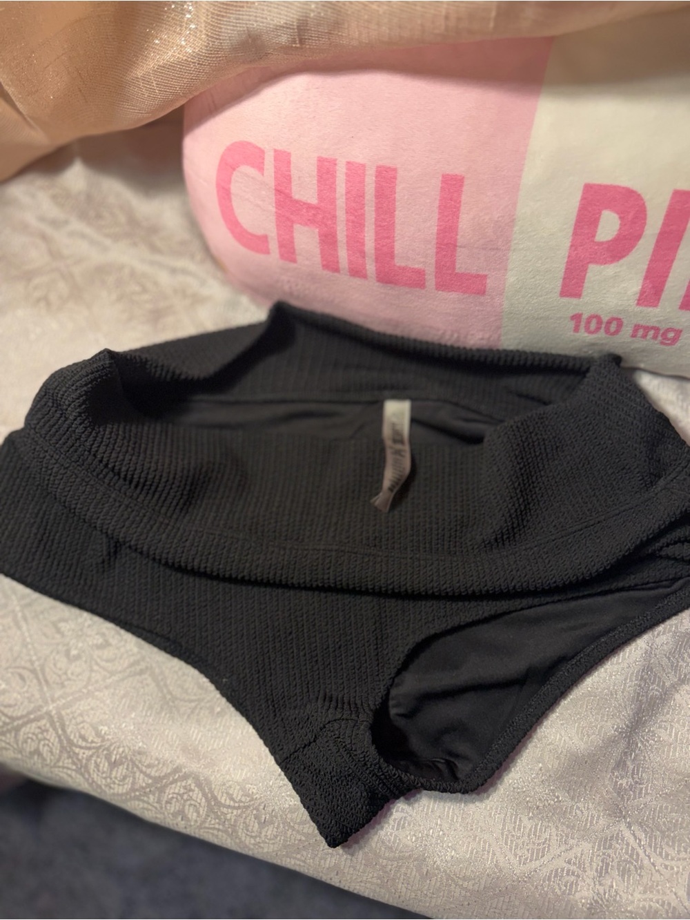 PINK Victoria's Secret Black High-Waist Bikini Bottoms
